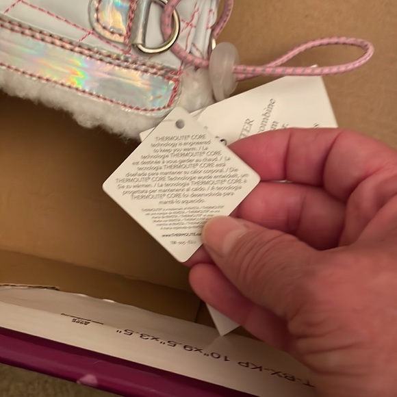 Totes Kids Ernie White & Pink Boots - Girls Size 6M - Picture 12 of 14